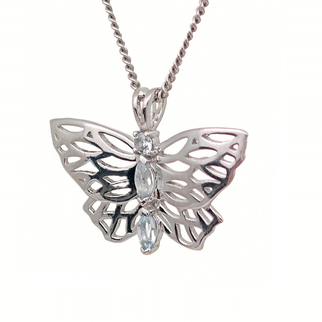 Aquamarine Butterfly Necklace