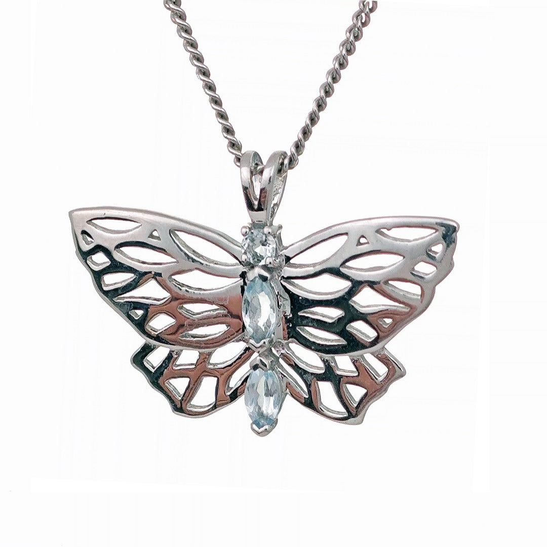 Aquamarine Butterfly Necklace