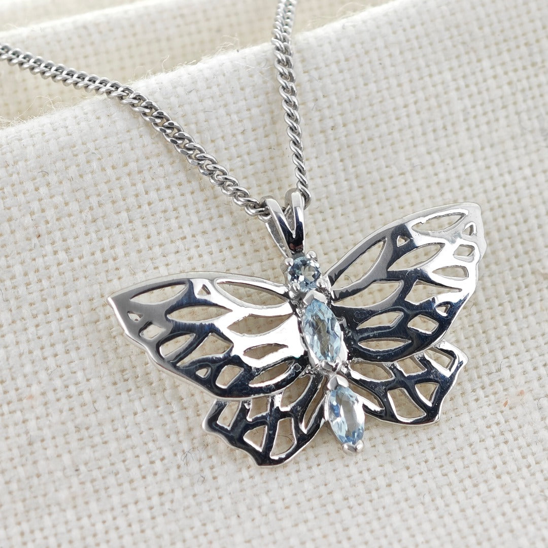 Aquamarine Butterfly Necklace