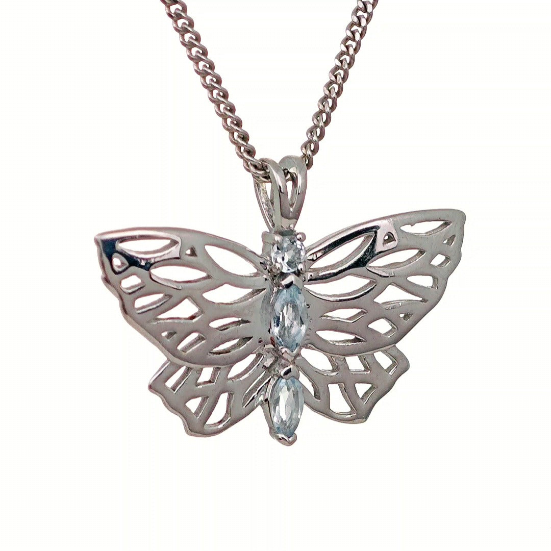 Aquamarine Butterfly Necklace