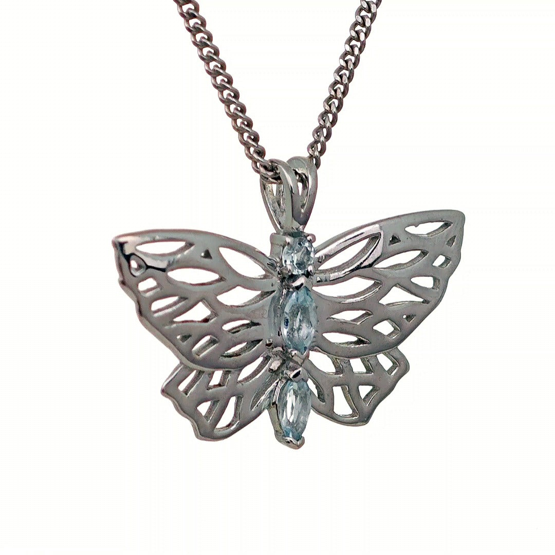 Aquamarine Butterfly Necklace