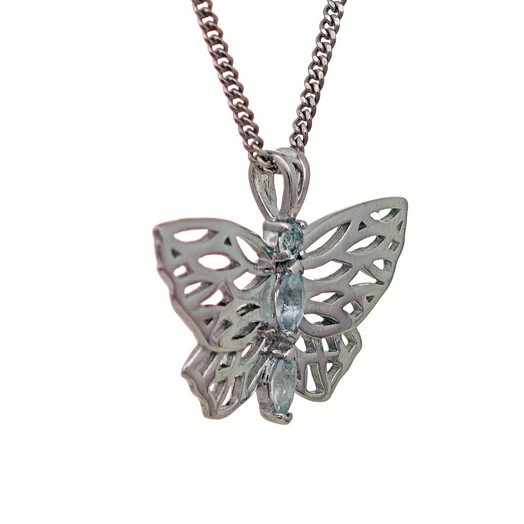 Aquamarine Butterfly Necklace