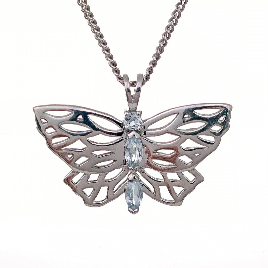 Aquamarine Butterfly Necklace