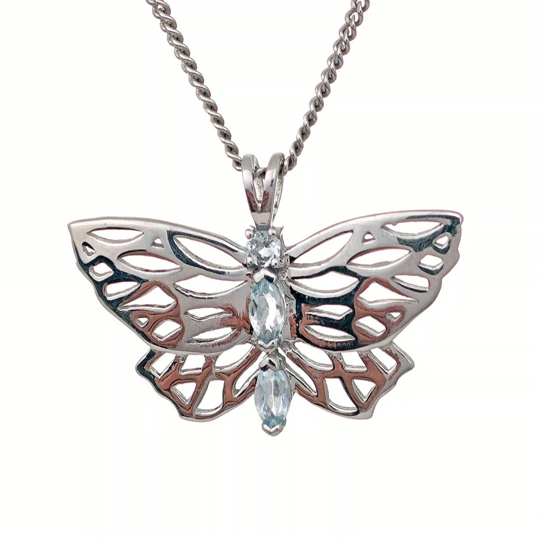 Aquamarine Butterfly Necklace