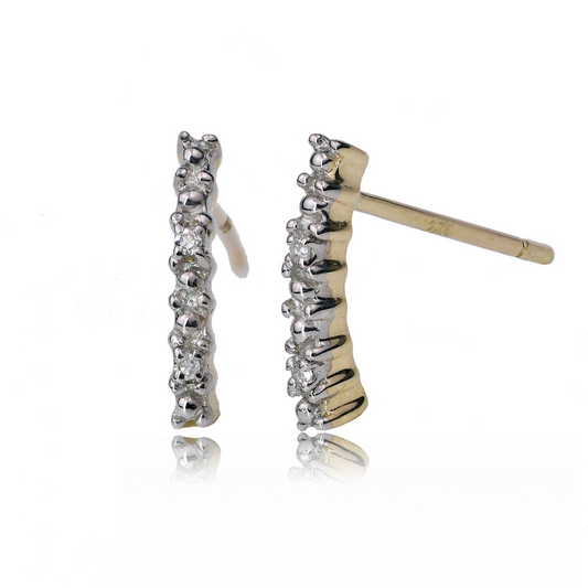 9ct Gold Earrings Diamond Illusion Set Stud Womens