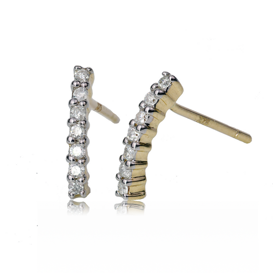 9ct Gold Earrings Diamond Stud Bar Womens