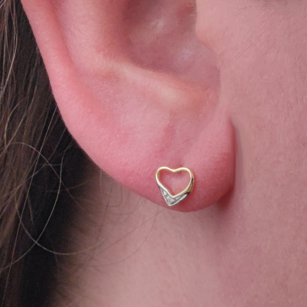 9ct Gold Diamond Earrings Yellow Heart Studs April Birthstone