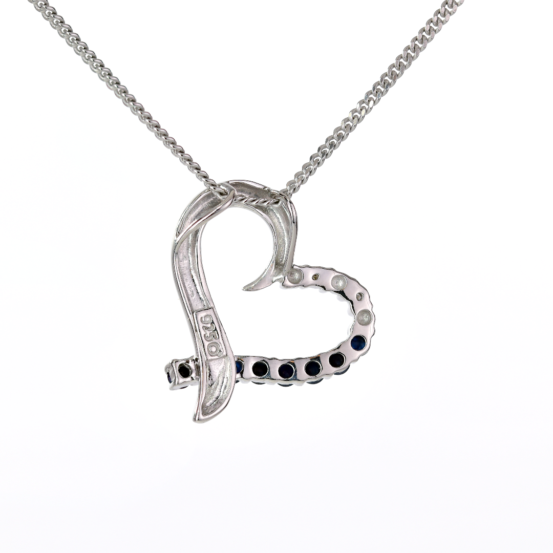 Sapphire Heart Necklace 18'' Chain