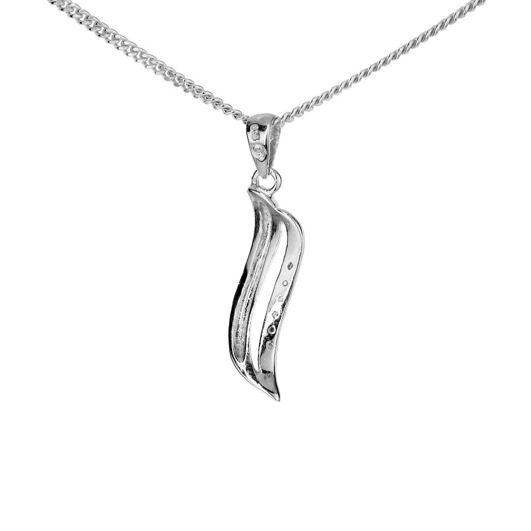 Ojewellery Silver Diamond Necklace Double Wave Womens