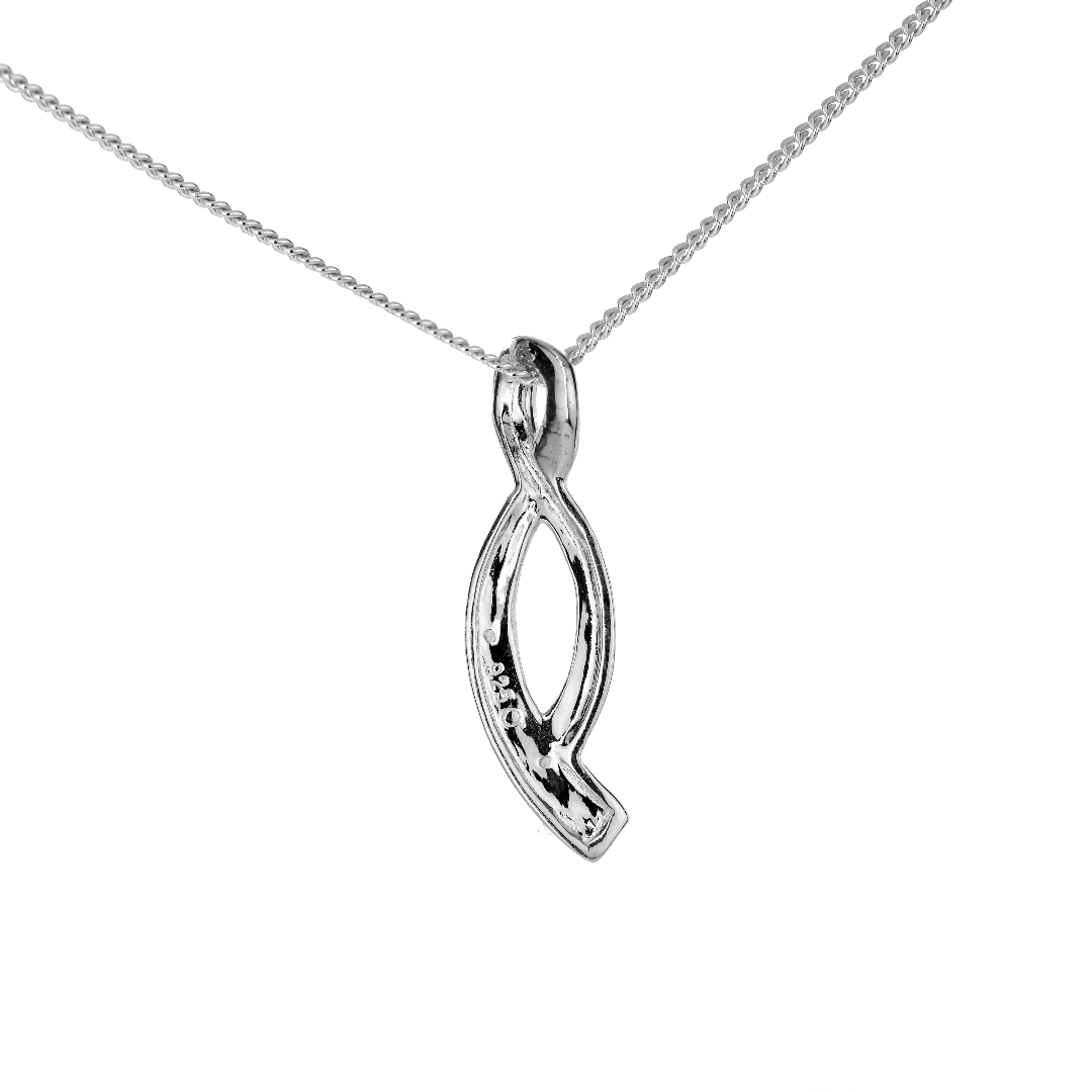 Silver Diamond Necklace Eternal Loop 18'' Chain Ojewellery PDEOSR