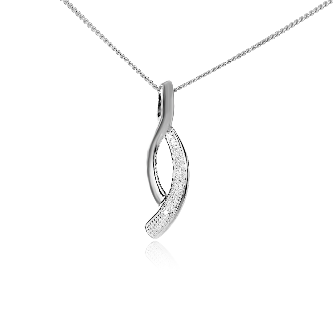 Silver Diamond Necklace Eternal Loop 18'' Chain Ojewellery PDEOSR