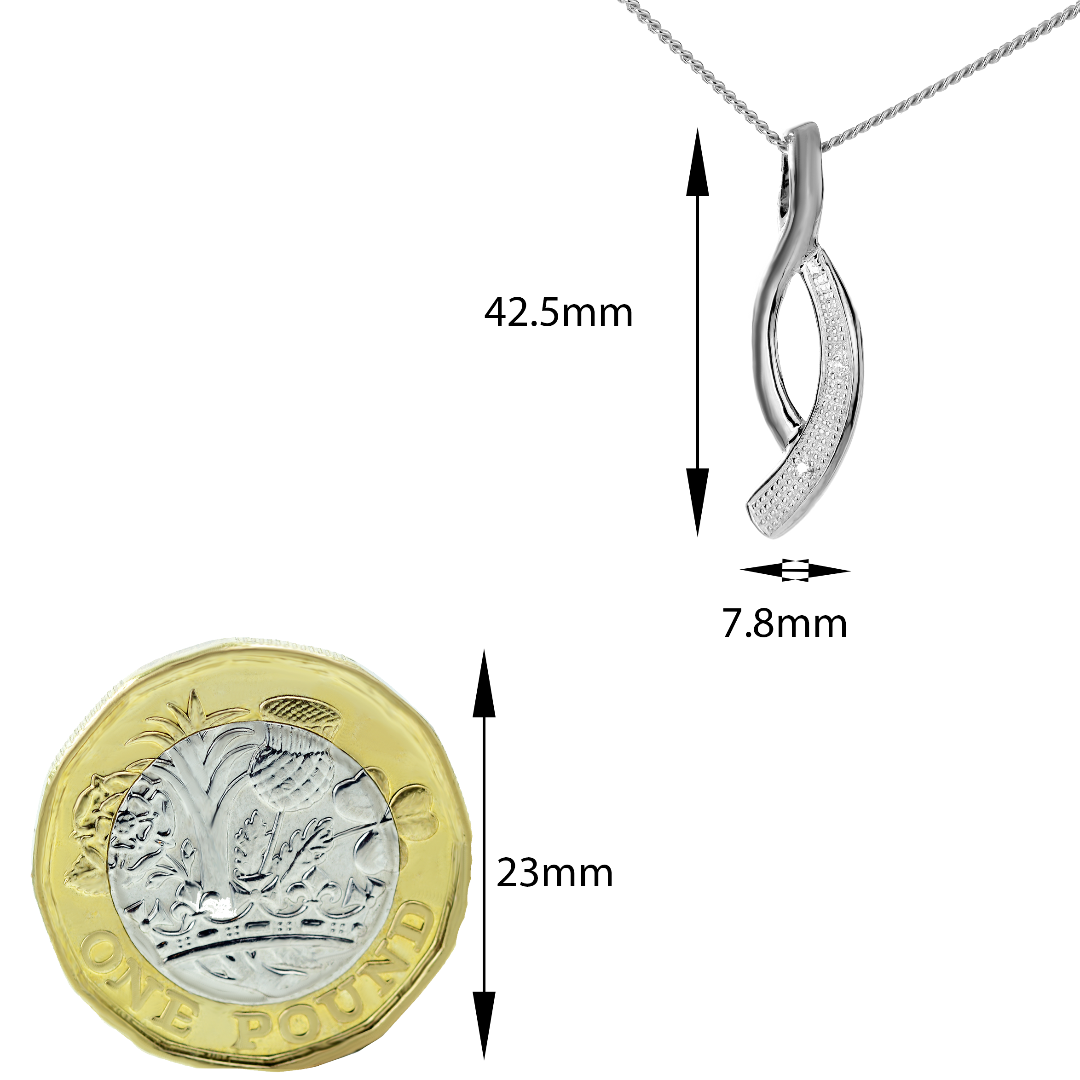 Silver Diamond Necklace Eternal Loop 18'' Chain Ojewellery PDEOSR