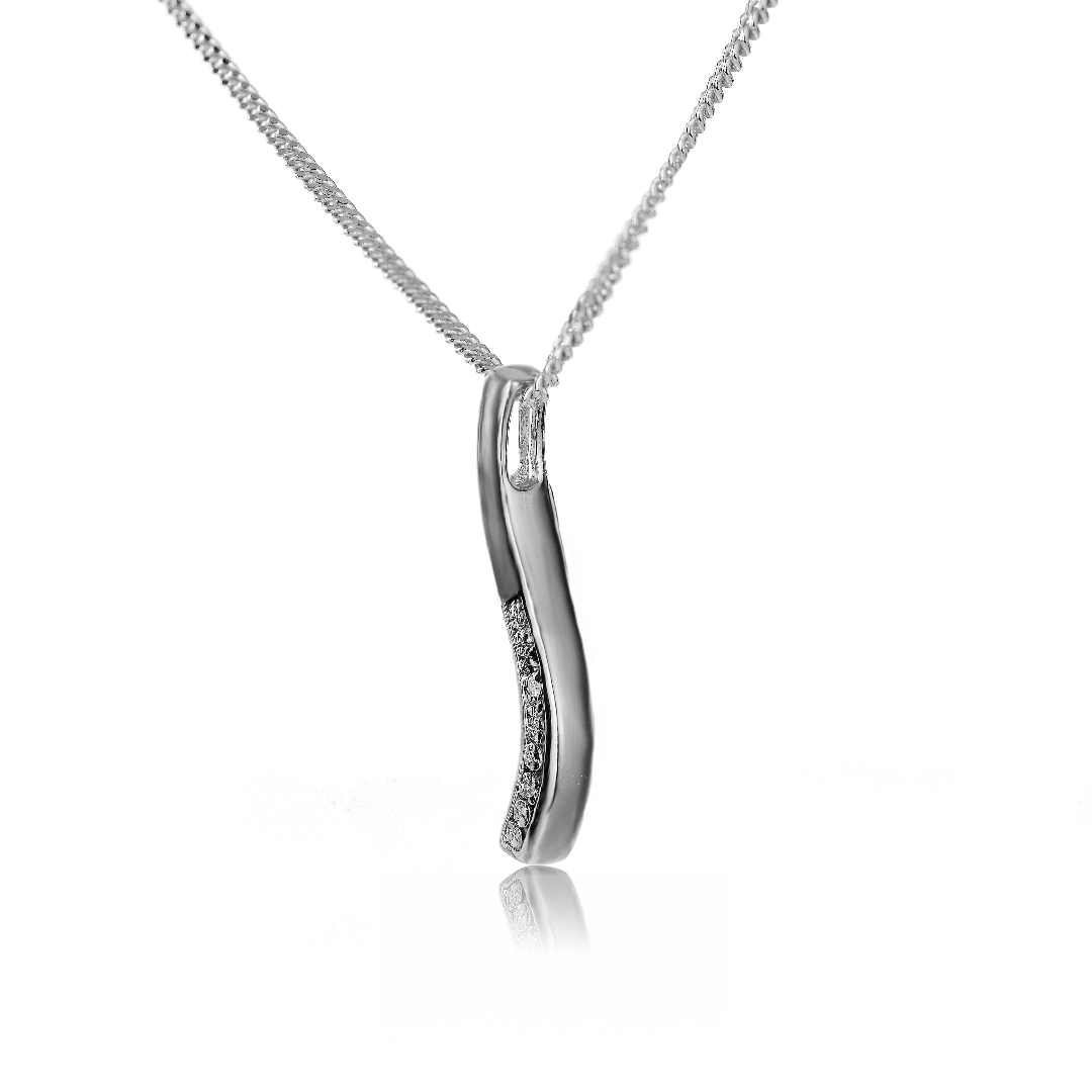 Silver Diamond Necklace Wave