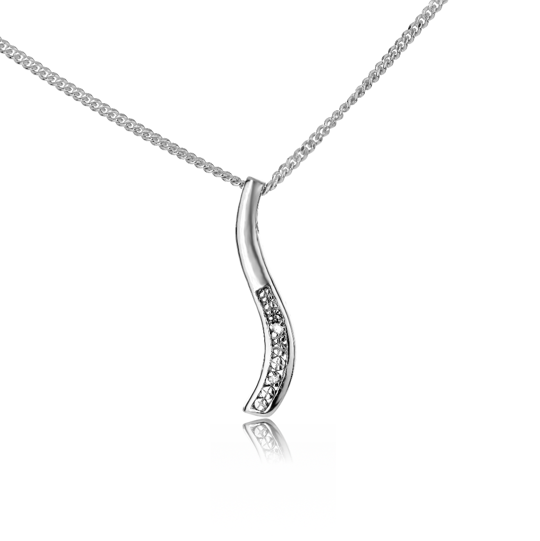 Silver Diamond Necklace Wave