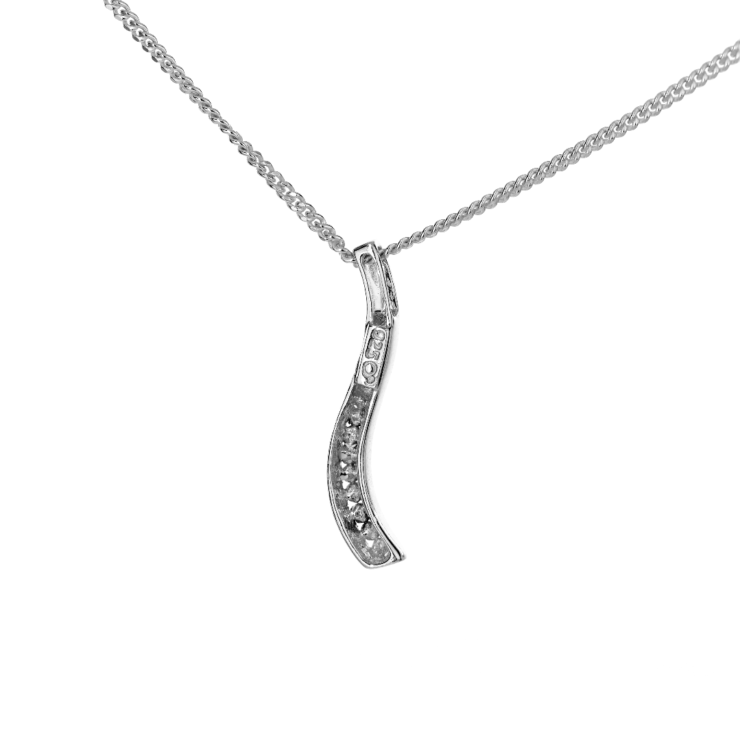 Silver Diamond Necklace Wave