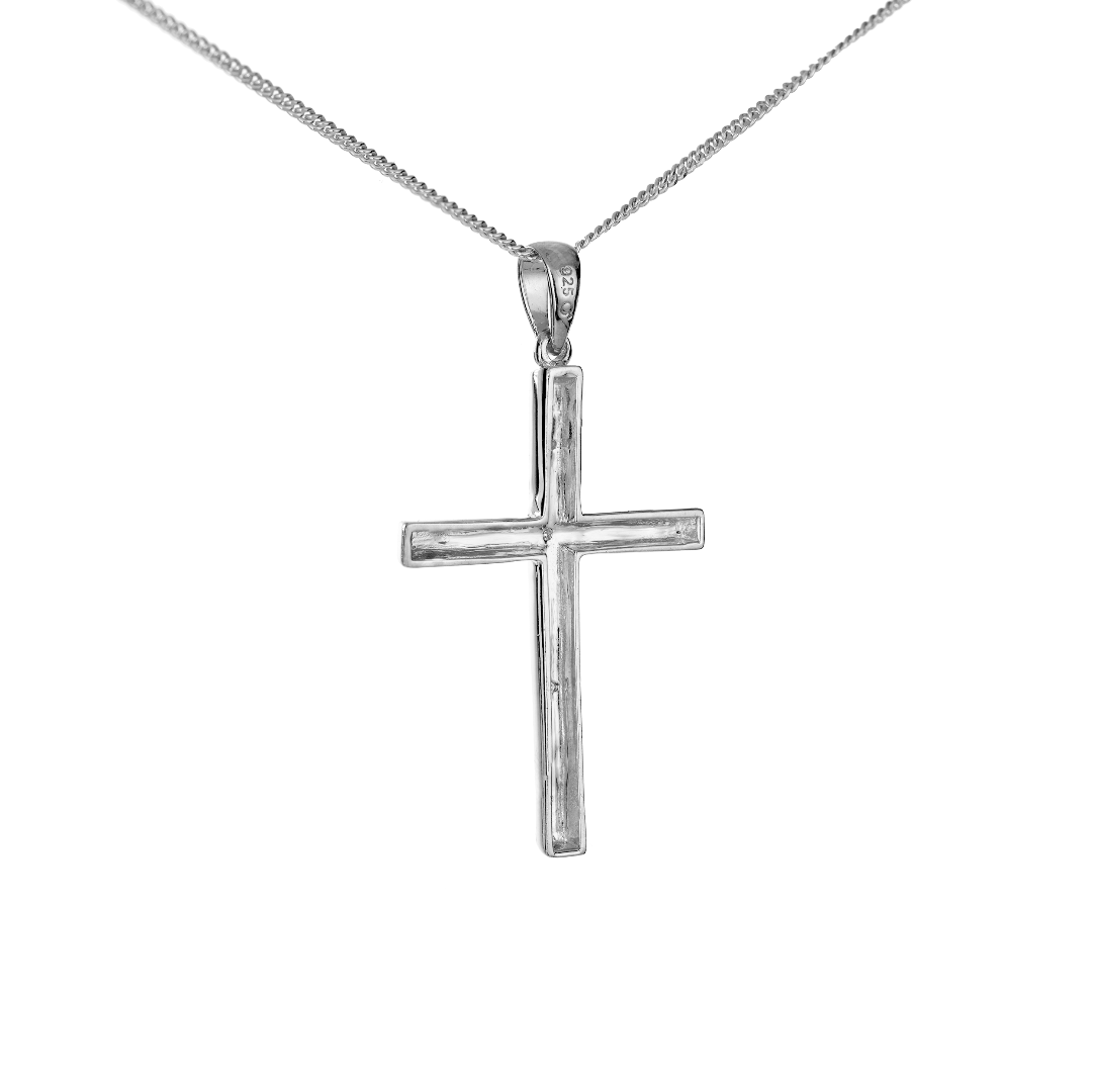 Silver cross pendant deals with diamond