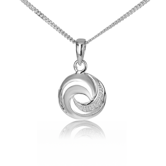 Ojewellery Silver Diamond Necklace Swirl Womens