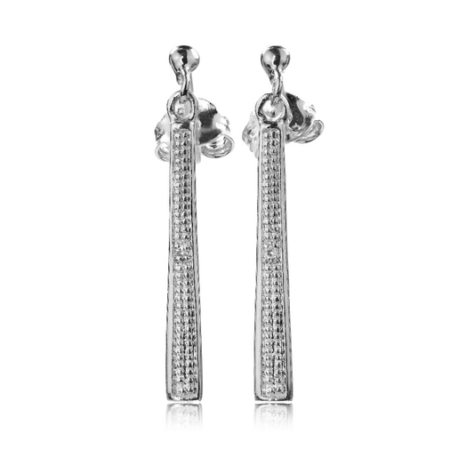 Silver Diamond Earrings Stud Drop Womens Ojewellery