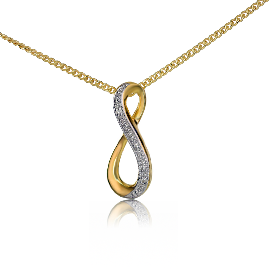 Silver Diamond Necklace Gold Plate Eternal Loop