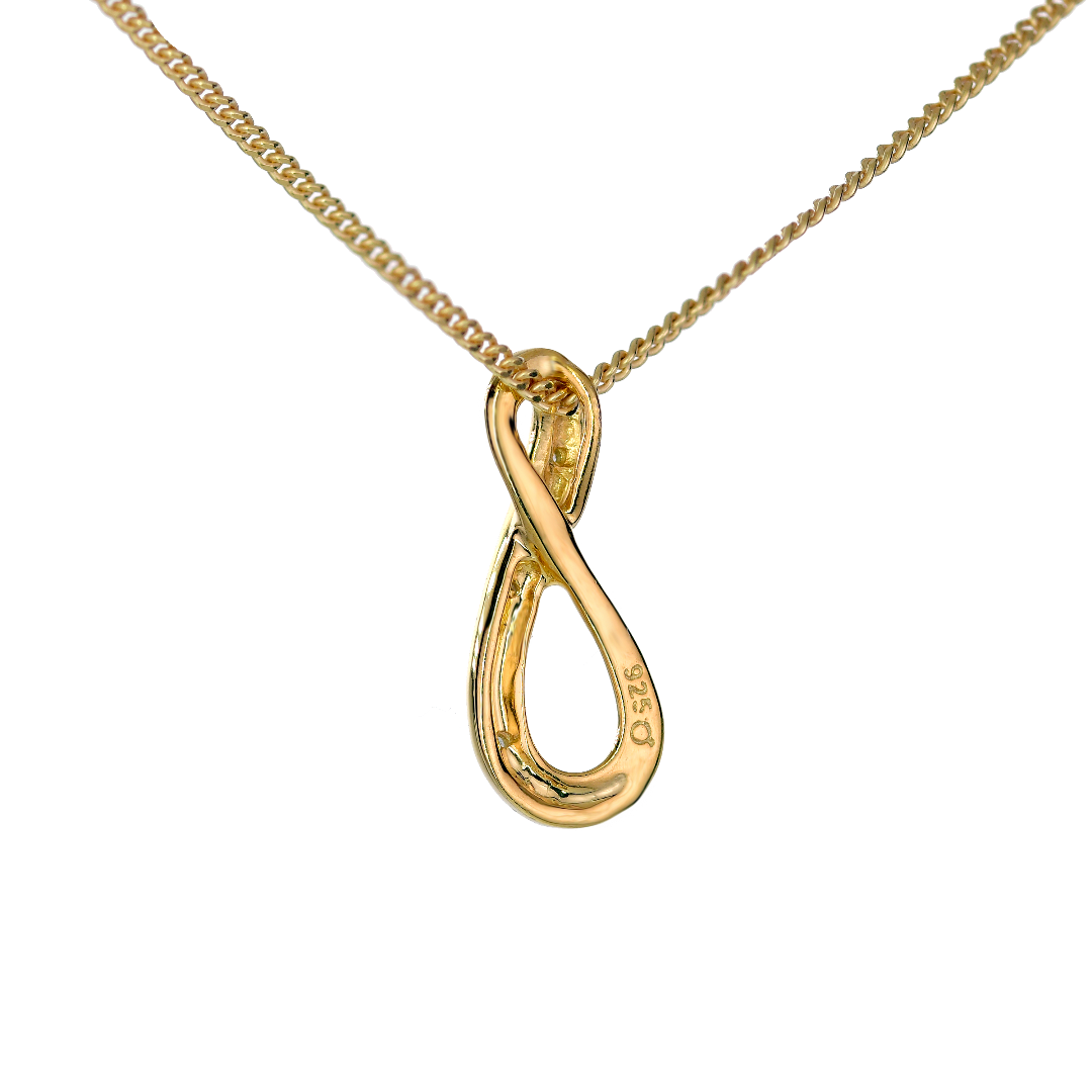 Silver Diamond Necklace Gold Plate Eternal Loop