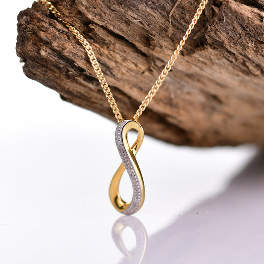 Silver Diamond Necklace Gold Plate Eternal Loop