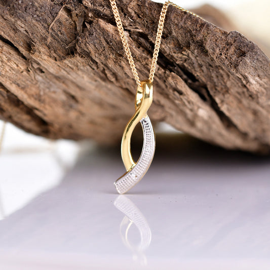 Ojewellery Silver Diamond Necklace Gold Plate Eternal Loop Open Womens