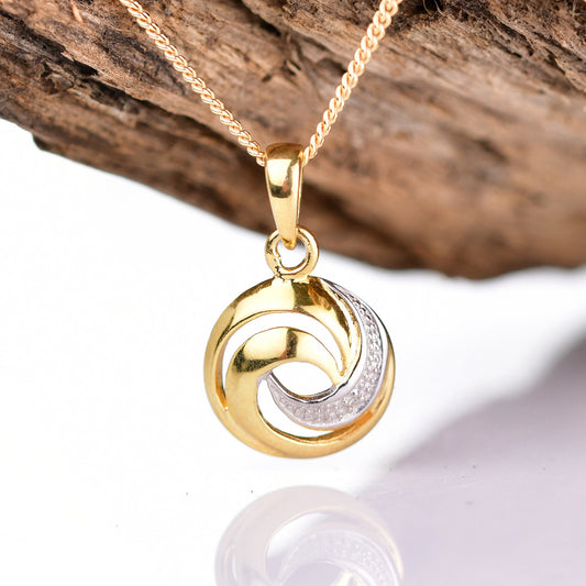 Swirl Diamond Necklace Gold Plated Sterling Silver