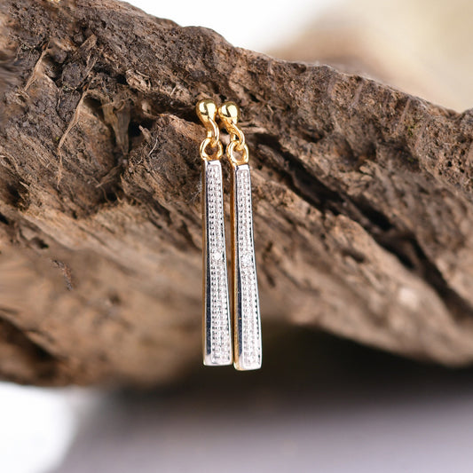 Diamond Dangle Earrings Gold Plated Sterling Silver