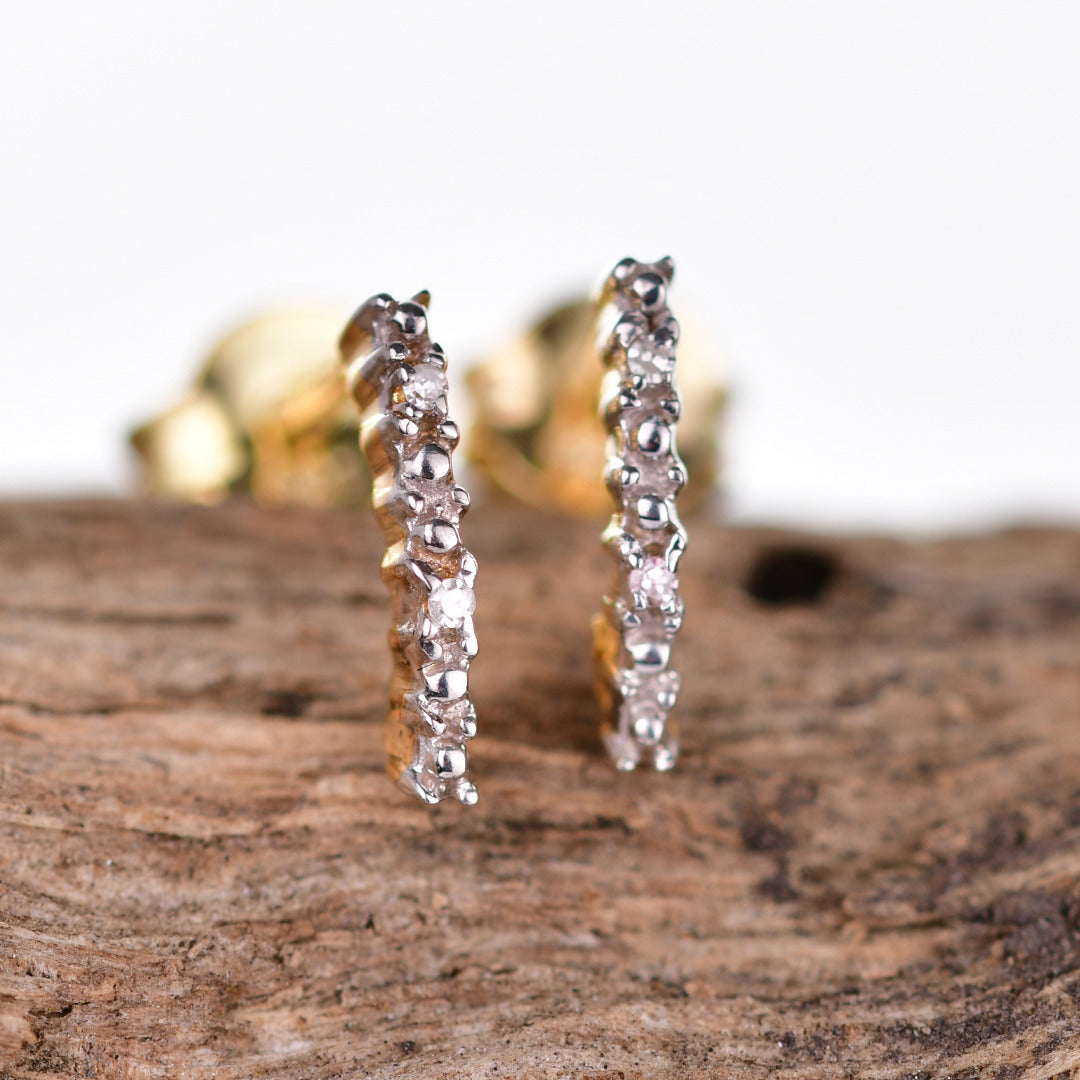 Diamond Bar Earrings Gold Plated Sterling Silver