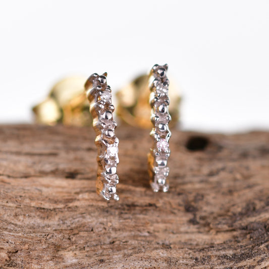 Diamond Bar Earrings Gold Plated Sterling Silver