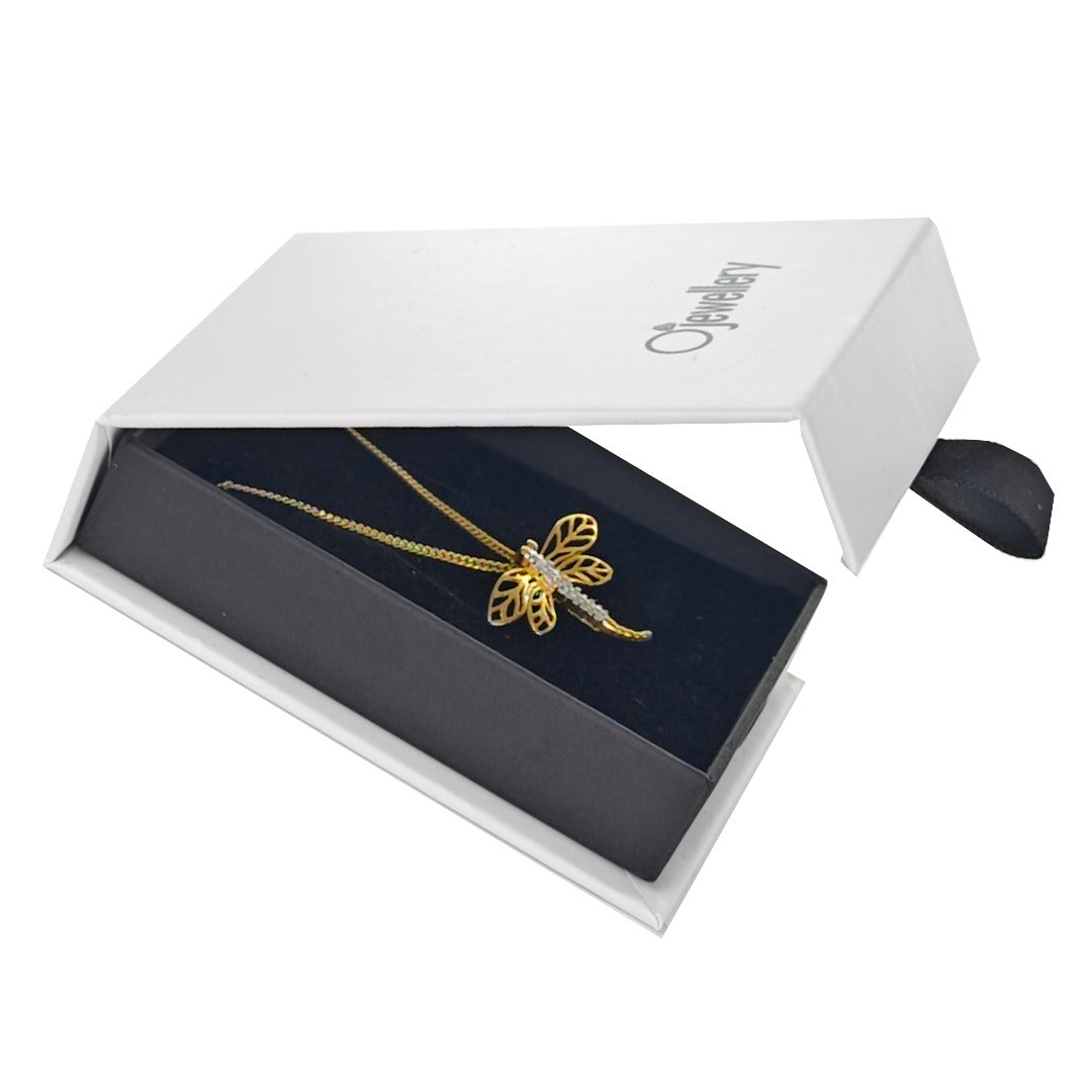 Diamond Dragon Fly Necklace Gold Plated Sterling Silver