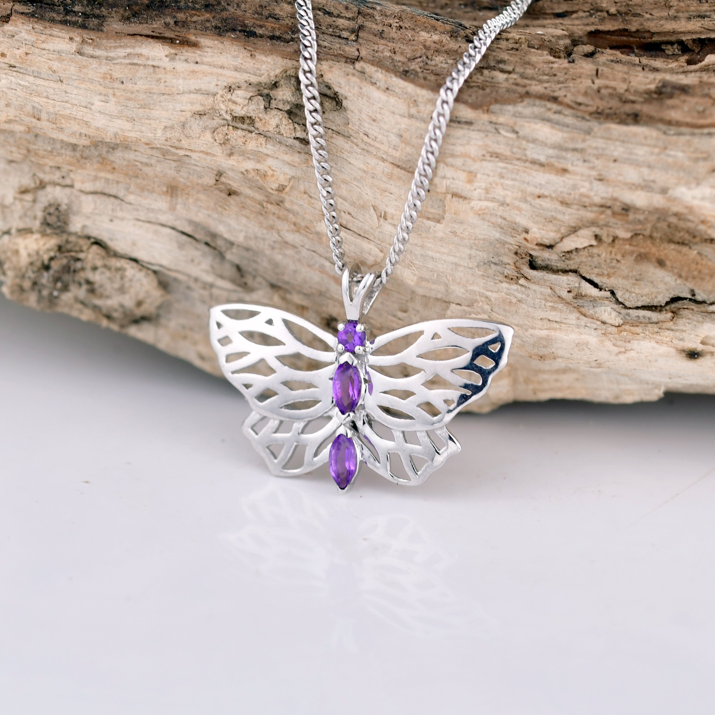 Butterfly amethyst store necklace