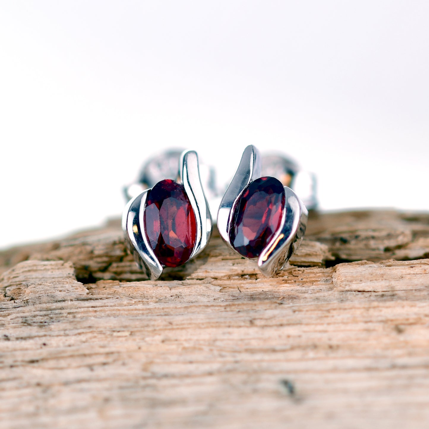 Garnet Stud Earrings 0.5ct Sterling Silver