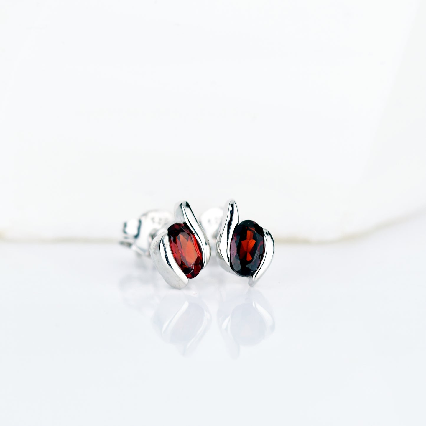 Garnet Stud Earrings 0.5ct Sterling Silver