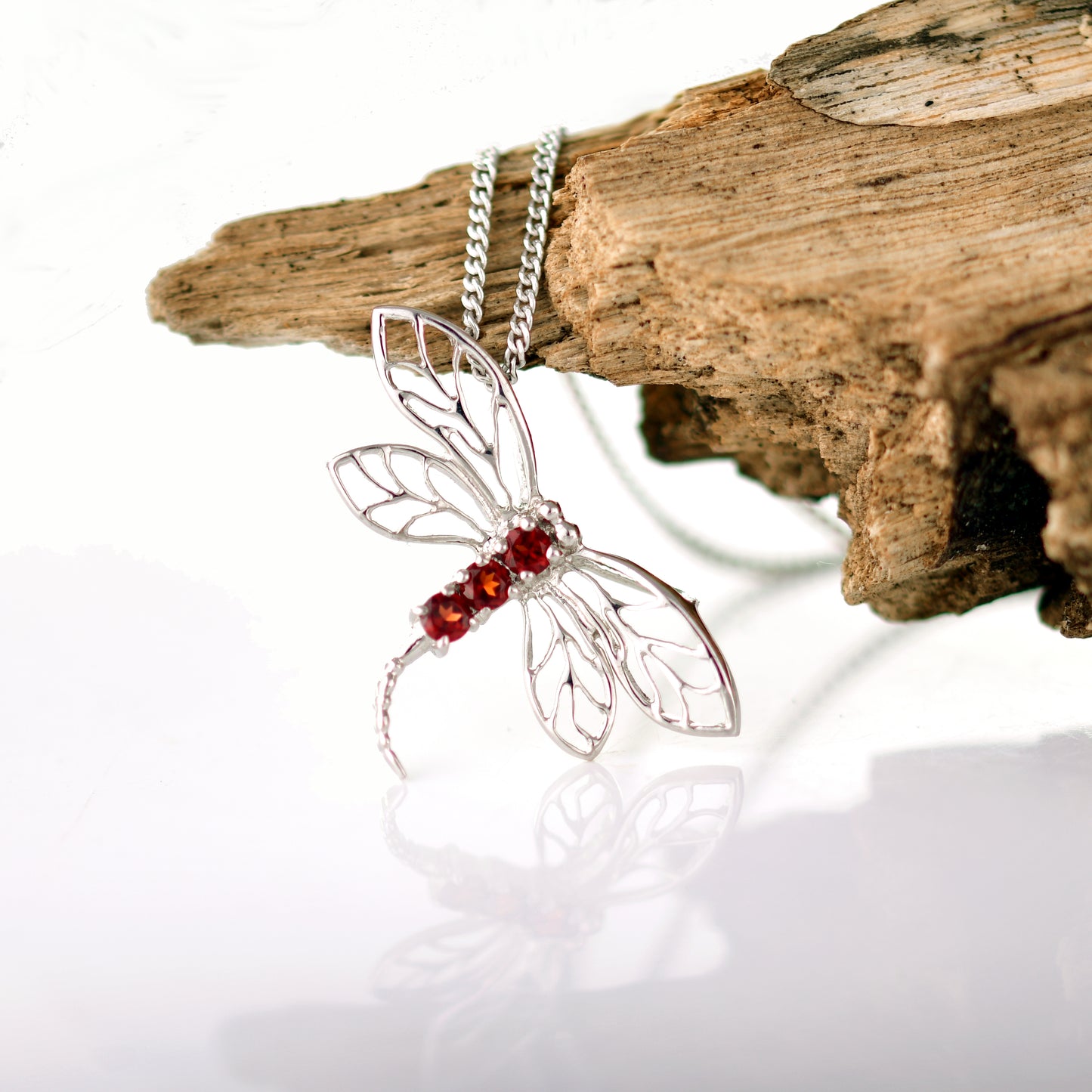 Garnet Neckalce Dragonfly Pendant