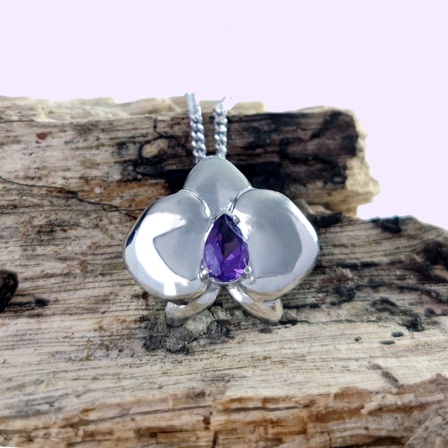 Amethyst Aphrodite Orchid Pendant Sterling Silver