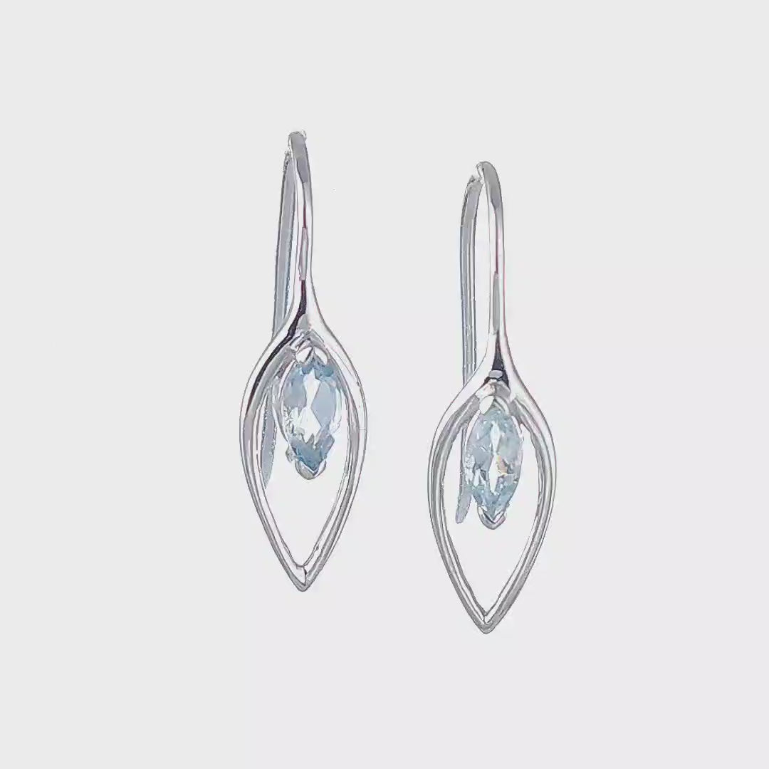 Aquamarine dangle earrings sterling silver