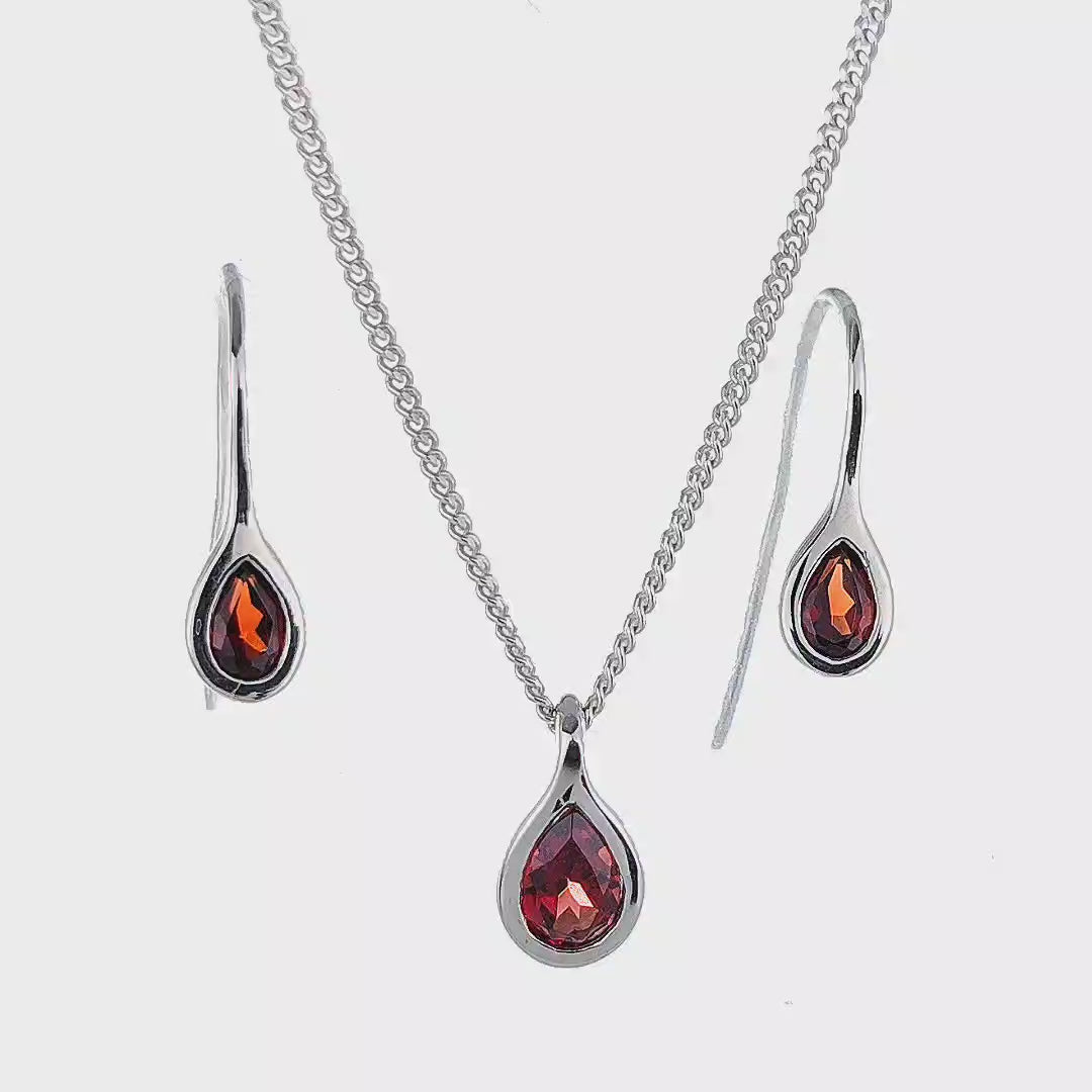 Garnet Teardrop Necklace | Garnet Jewellery | Henryka Jewellery